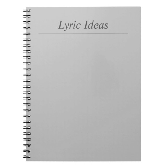 Anpassade Grått Lyric Ideas Notebook Anteckningsbok (Framsidan)
