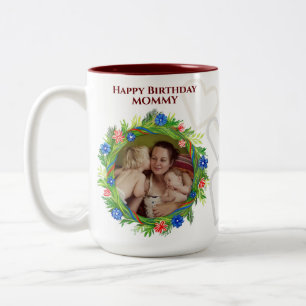 Anpassade Grattis på födelsedagen Mamma Blommigt U Två-Tonad Mugg