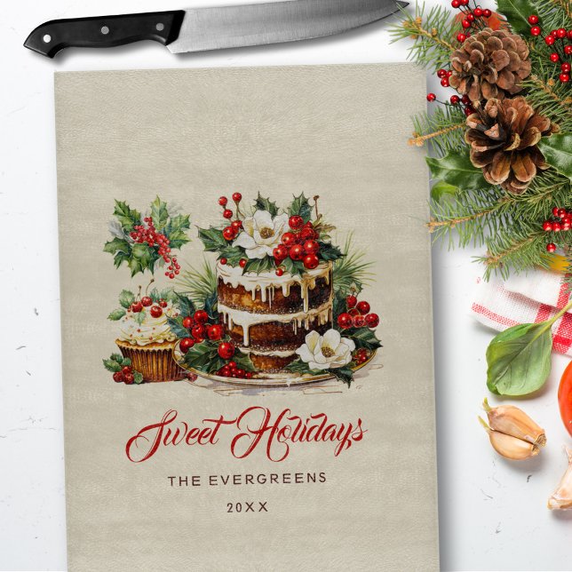 Anpassade Gröna Blad Akvarell Vintage Jul (Skapare uppladdad)