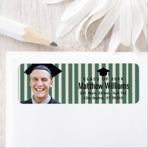 Anpassade gröna linjer foto examens returadress etikett