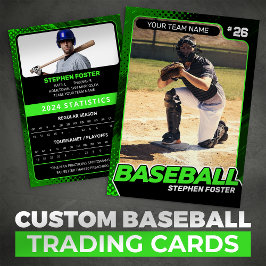 Anpassade Gröna Svarta Pro Baseball Trading Card S