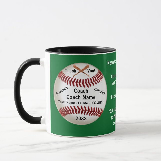Anpassade Grönt, Baseball Coach Tack Mugg (Vänster)
