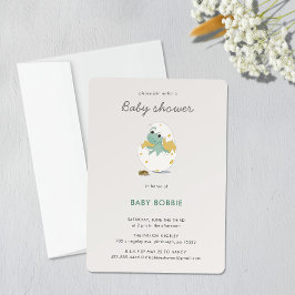 Anpassade Grönt Dino Party Theme Baby Shower Inbjudningar