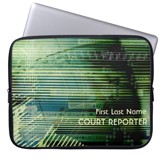 Anpassade grönt, domstolsreporter i laptop sleeve (Framsidan)