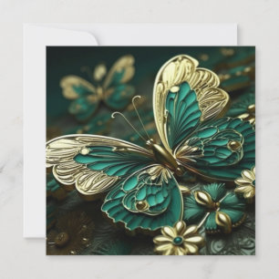 Anpassade Grönt & Guld Vintage Butterfly