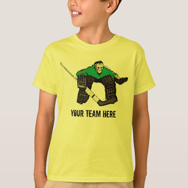 Anpassade grönt hockey goalie boys T T Shirt (Framsida)