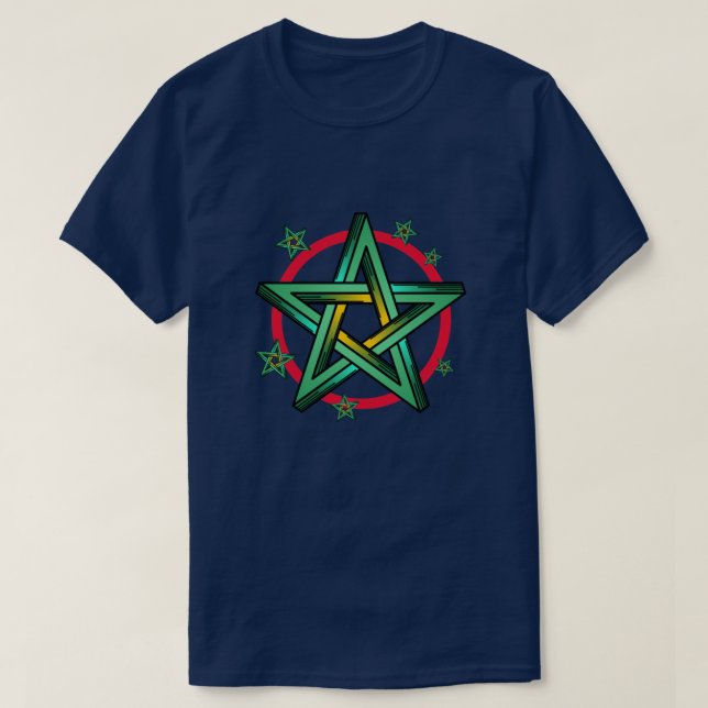 ANPASSADE GRÖNT PENTAGRAM T SHIRT (Design framsida)