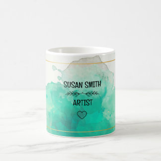 Anpassade grönt vattenfärgsabstrakt modern uniq kaffemugg