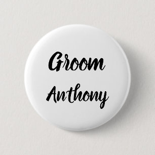 Anpassade Groom Black and White-namnpresentationer Knapp