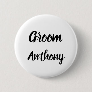 Anpassade Groom Black and White-namnpresentationer Knapp