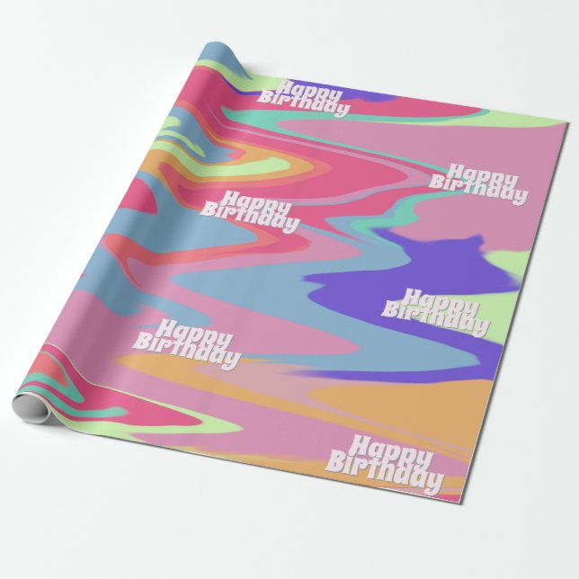 Anpassade Groovy Birthday Presentpapper (Utrullad)