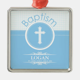 Anpassade, Guds Baptism - Blåbarn Julgransprydnad Metall