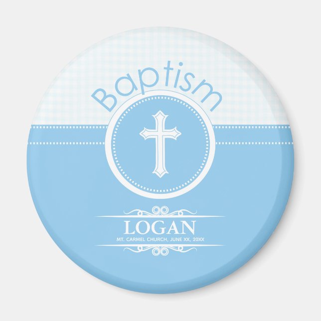 Anpassade, Guds Baptism - Blåbarn Magnet (Framsidan)