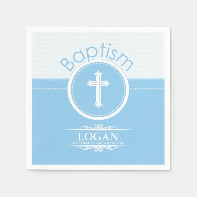 Anpassade, Guds Baptism - Blåbarn Pappersservett (Framsidan)