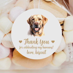 Anpassade gula Lab Dog Bröllopspresentsticker Runt Klistermärke