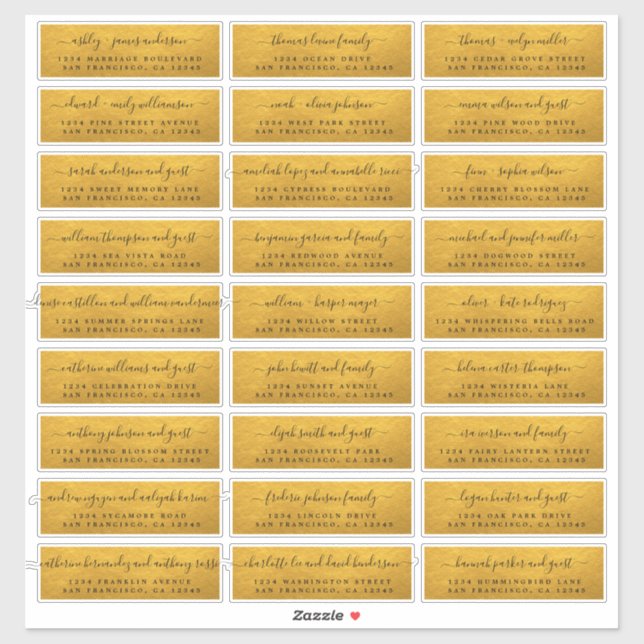 Anpassade Guld Bröllop Guest Adressetiketter Klistermärken (Ark)