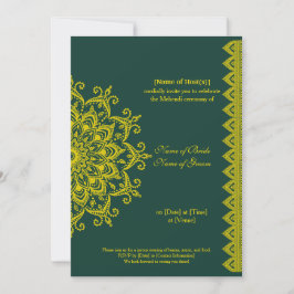 Anpassade Guld Emerald Mehendi Henna Indian Inbjudningar
