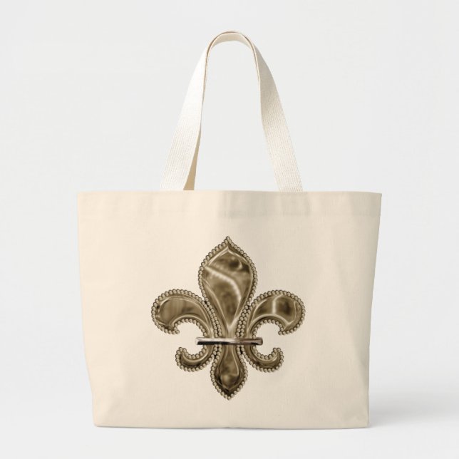 Anpassade Guld Fleur de Lys Canvas Tote Jumbo Tygkasse (Framsidan)