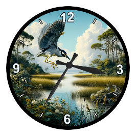 Anpassade Gult-kronad Heron i 8 Stilar Rund Klocka