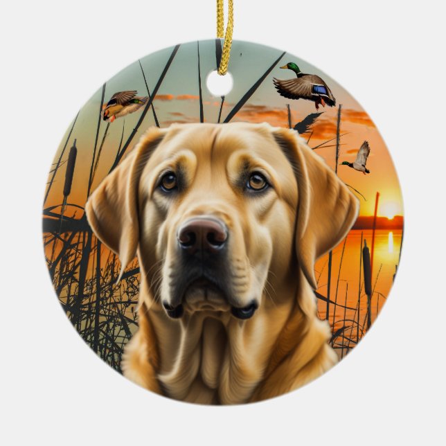 Anpassade Gult Labrador Ornament (Framsidan)
