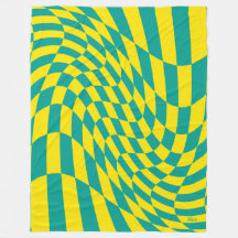 Anpassade Gult Teal Warpe Checkated Illusion