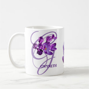 Anpassade Gwyneth namn lila blommigt boho Kaffemugg