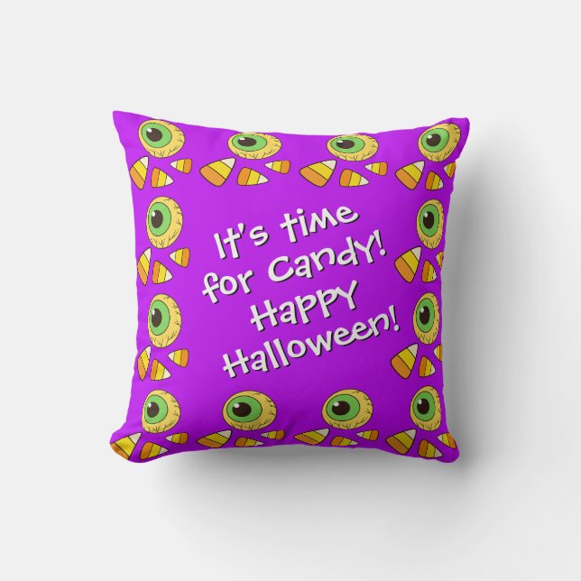 Anpassade Halloween Eyeball & Candy corn Pillow Kudde (Framsida)