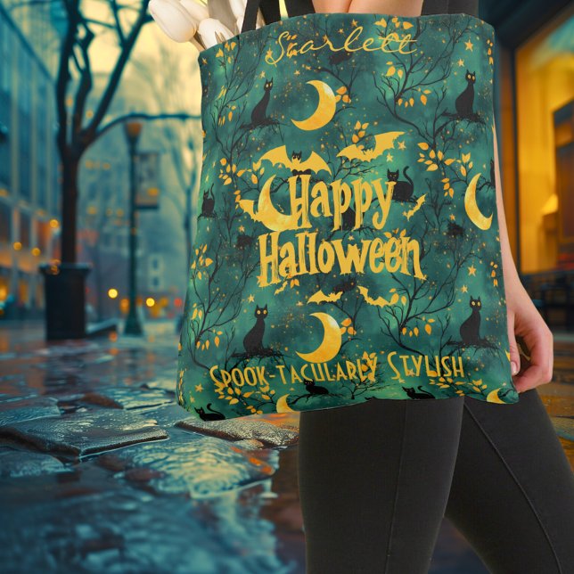 Anpassade Halloween med katter, Fladdermus och ful Tygkasse (Skapare uppladdad)