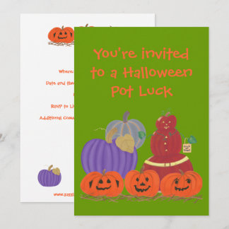 Anpassade Halloween-pumpafesterkorts-inbjudningar Inbjudningar