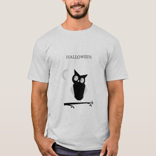 Anpassade Halloween T-Shirt med tecknad uggla (Framsida)