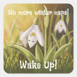 Anpassade Hand plockade Snödroppe Blommigt Fyrkantigt Klistermärke