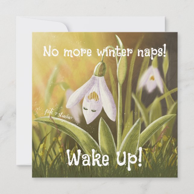 Anpassade Hand plockade Snödroppe Blommigt Kort (Framsida)