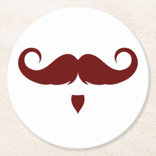 Anpassade Handlebar Mustache Underlägg Papper Rund