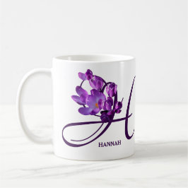 Anpassade Hannah namn lila blommigt trendig söt Kaffemugg
