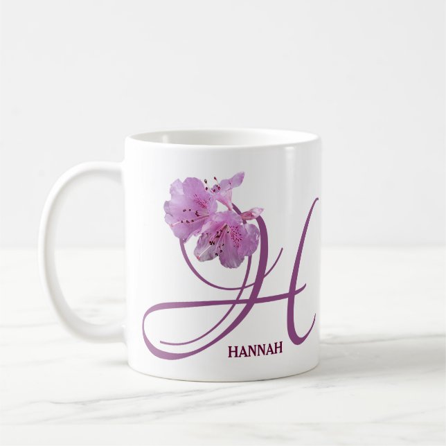 Anpassade Hannah namn söt rosa blommigt gigly Kaffemugg (Vänster)