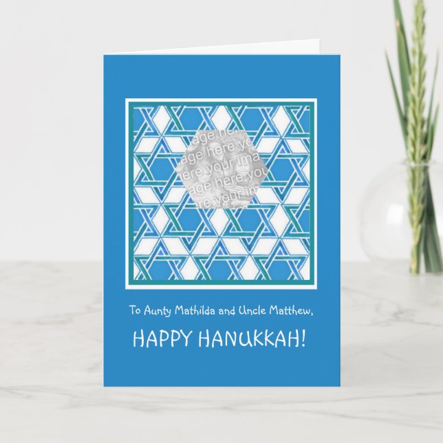 Anpassade Hanukkah Photo Card, David-stjärnan Helgkort (Framsida)