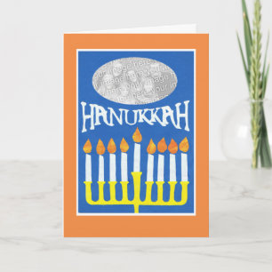 Anpassade Hanukkah Photo Card, Menorah Helgkort