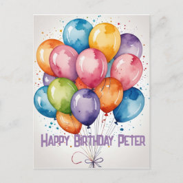 Anpassade "Happy Birthday" ballongbukett festlig i Vykort