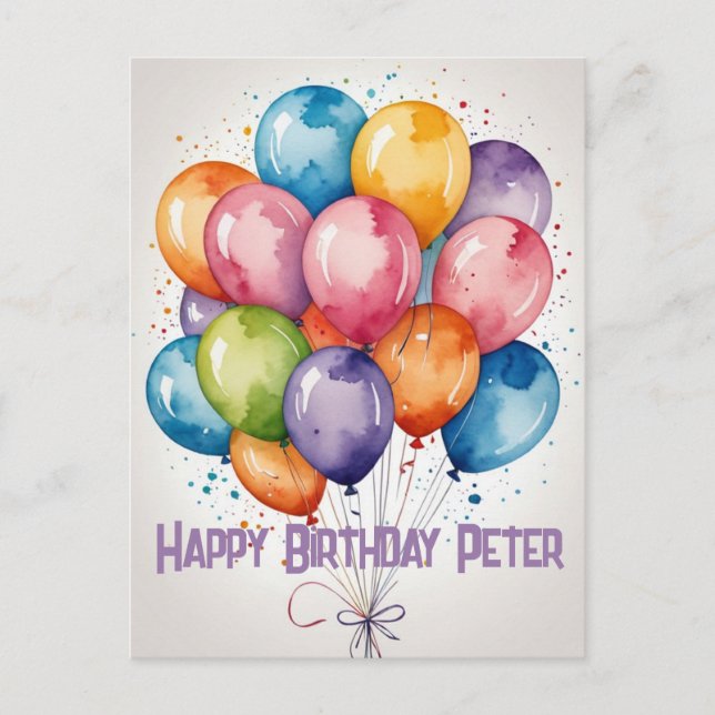 Anpassade "Happy Birthday"-ballonger inbjuder vyko Vykort (Framsida)