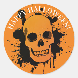 ANPASSADE HAPPY HALLOWEEN STICKER SKULL RUNT KLISTERMÄRKE