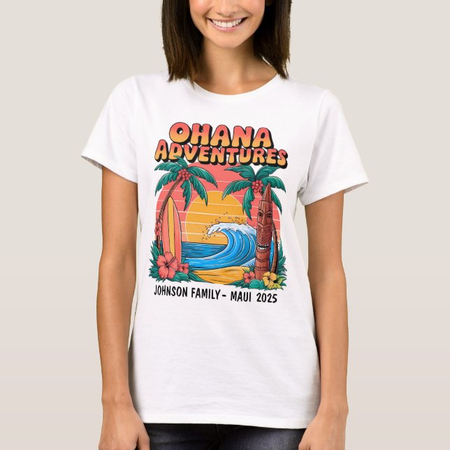 Anpassade Hawaiian Family Vacation T-Shirt (Framsida)