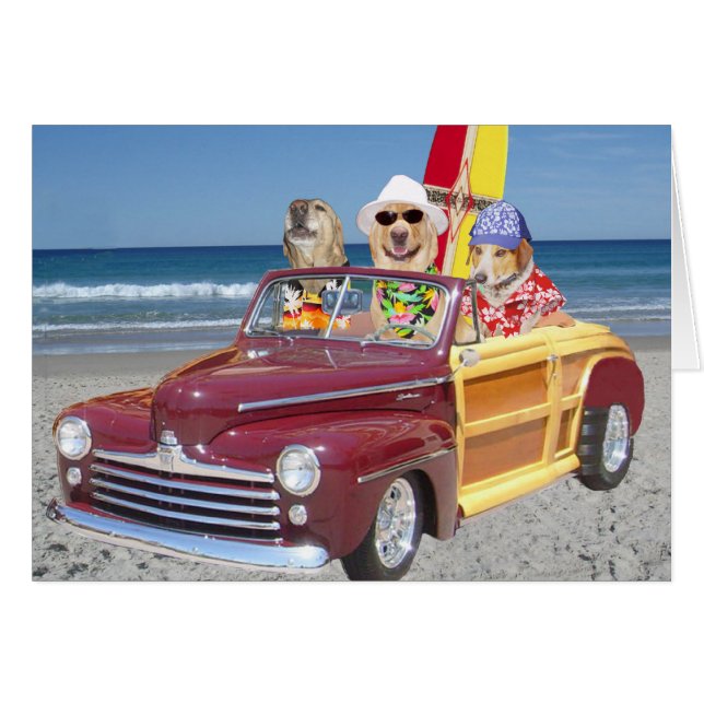 Anpassade Hawaiian Surfer Hundar/Labs Hälsningskort (Framsidan Horizontal)