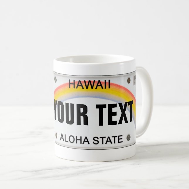 (Anpassade) Hawaiiansk licensskylt Kaffemugg (Framsida höger)