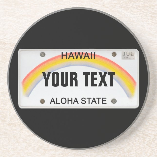 (Anpassade) Hawaiiansk licensskylt Underlägg Sandsten (Framsidan)