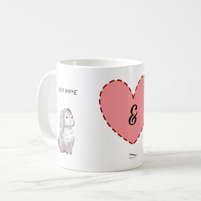 Anpassade Heart Bunny Fox Couple Mugg (Framsida vänster)
