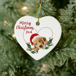 Anpassade Heart Golden Retriever Ornament