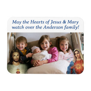 Anpassade Hearts of Jesus & Mary Photo Magnet