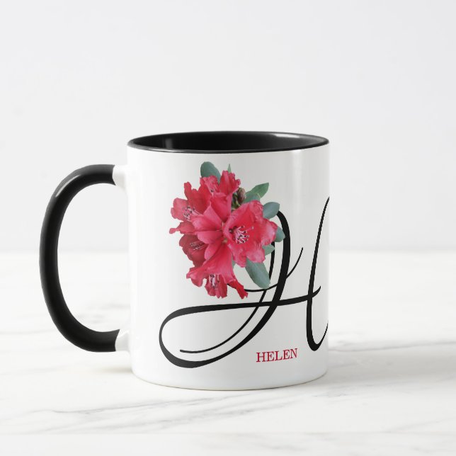 Anpassade Helen namn rödblommor trendig boho Mugg (Vänster)