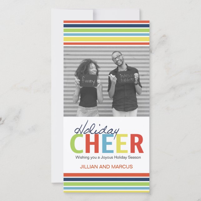 Anpassade Helgdag Cheer Photo Card Julkort (Framsida)