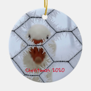 Anpassade Helgdag Family White Anka Frost Julgransprydnad Keramik